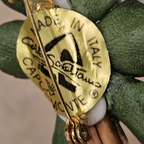 RARE VINTAGE CLASSIC CAPODIMONTE ITALIAN FLOWER BOUQUET PORCELAIN BROOCH PIN - Picture 11 of 14